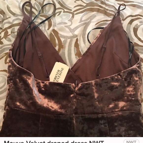 Mauve Velvet Draped Dress - Picture 4 of 4